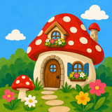 Mushroom Cottage Easy Paint by Numbers Kit