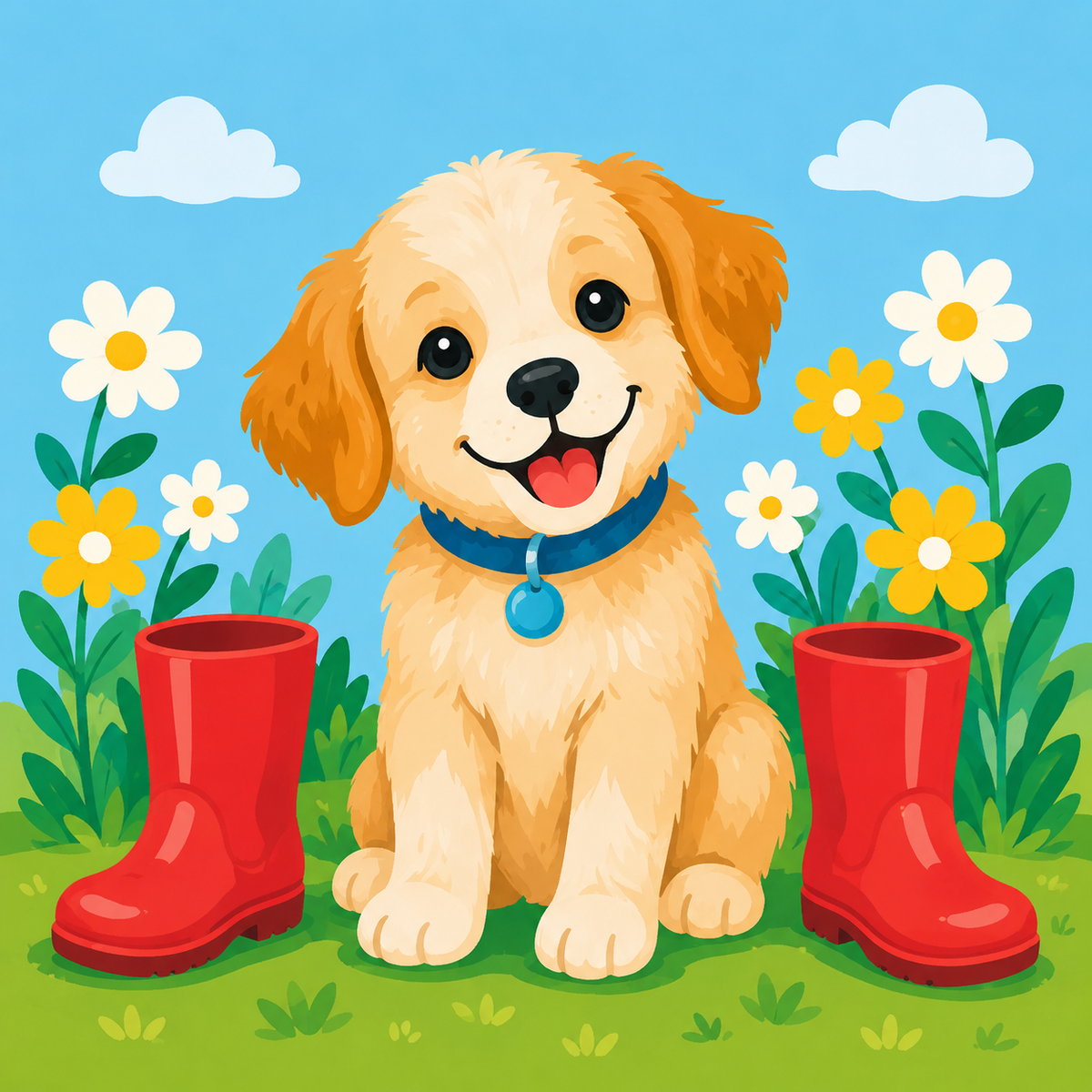 Puppy in Gumboots Easy Paint by Numbers Kit