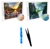 Diamond Painting Bundle 2 (2 Paintings + Premium Diamond Drill + Tweezers)